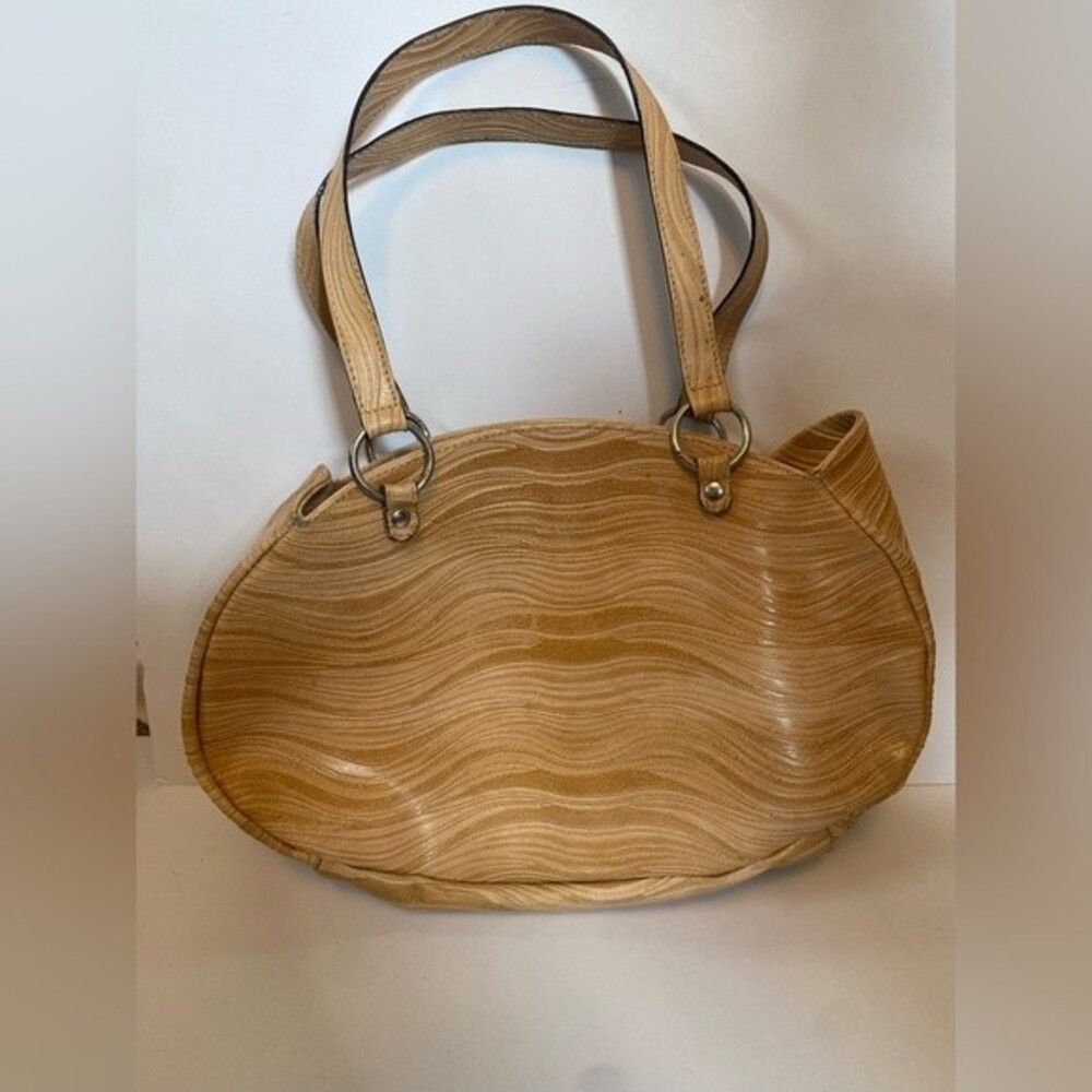 Abaco Paris Textured Tan Oval Shoulder Bag